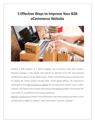 5 Effective Ways to Improve Your B2B eCommerce Website