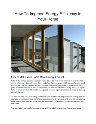 How To Improve Energy Efficiency in Your Home