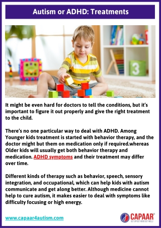 Autism or ADHD Treatments - Autism Centres Near in Bangalore | CAPAAR