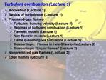 Turbulent combustion Lecture 1