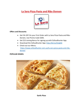 5% Off - La Sera Pizza Pasta and Ribs-Doreen Menu in Doreen VIC