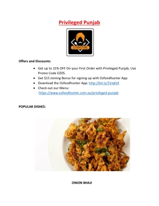 15% Off - Privileged Punjab Authentic Indian Restaurant Preston,VIC