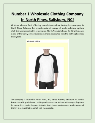 Number 1 Wholesale Clothing Company In North Pines, Salisbury, NC!
