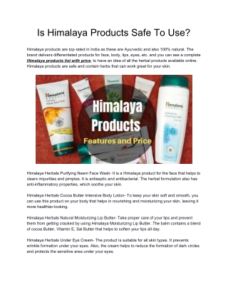 Is Himalaya Products Safe To Use?