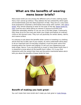 What are the benefits of wearing mens boxer briefs?