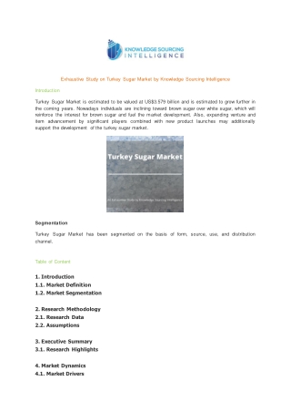 Exhaustive Study on Turkey Sugar Market by Knowledge Sourcing Intelligence