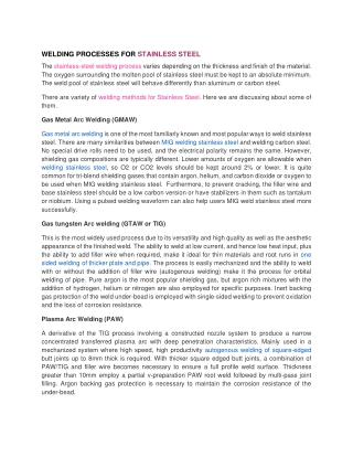 WELDING PROCESSES FOR STAINLESS STEEL