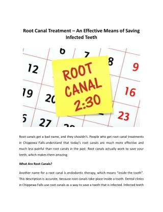 Root Canal Treatment – An Effective Means of Saving Infected Teeth