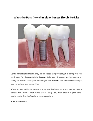 What the Best Dental Implant Center Should Be Like