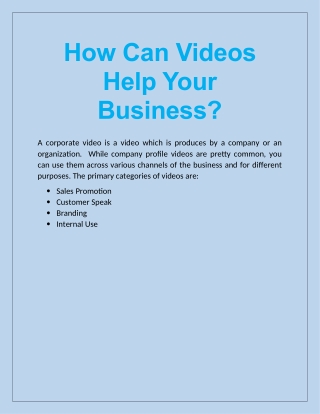 How Can Videos Help Your Business?