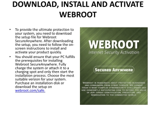 Webroot.com/safe | DOWNLOAD, INSTALL AND ACTIVATE WEBROOT
