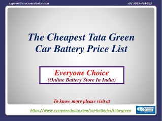 Look At The Cheapest Tata Green Car Battery Price List