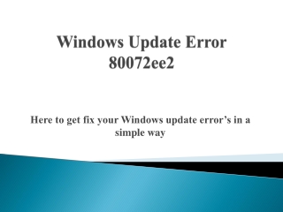 Windows update error 80072ee2