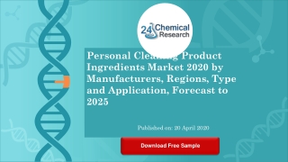 Personal Cleaning Product Ingredients Market 2020 by Manufacturers, Regions, Type and Application, F