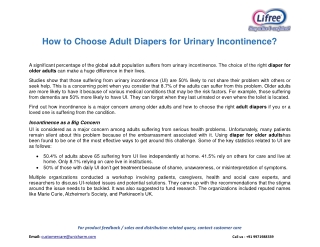 How to Choose Adult Diapers for Urinary Incontinence?