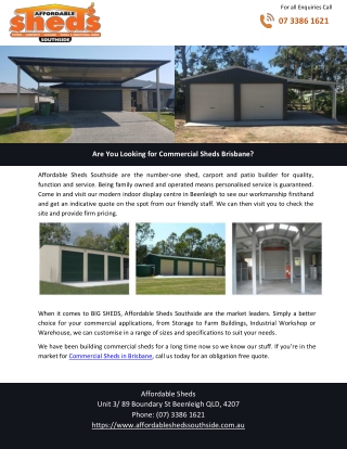 Are You Looking for Commercial Sheds Brisbane?