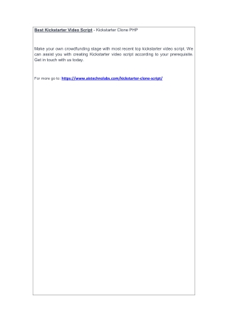 Best Kickstarter Video Script - Kickstarter Clone PHP
