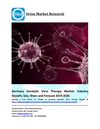 Germany Oncolytic Virus Therapy Market Size, Share and Forecast 2019-2025