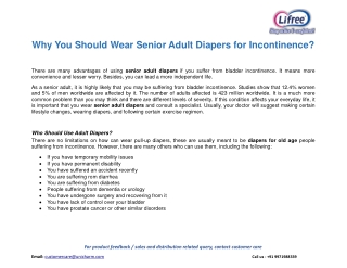 Why You Should Wear Senior Adult Diapers for Incontinence?