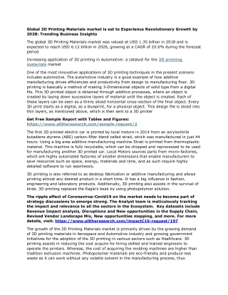 Global 3D Printing Materials market is set to Experience Revolutionary Growth by 2028: Trending Business Insights