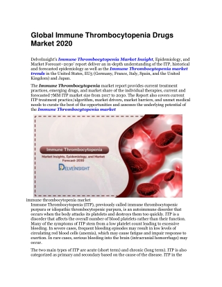 Immune Thrombocytopenia Market Trends and Marke Size