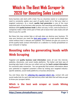 Which is the best web scraper in 2020 for Boosting sales leads