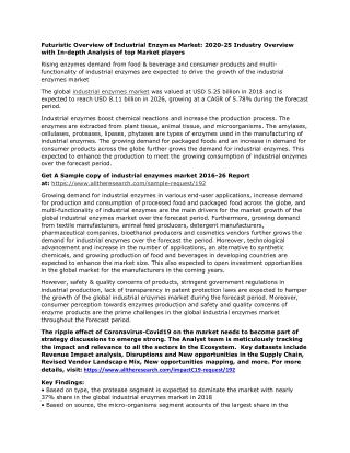 Futuristic Overview of Industrial Enzymes Market: 2020-25 Industry Overview with In-depth Analysis of top Market players