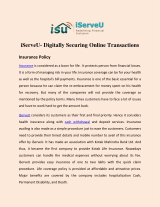 iServeU- Digitally Securing Online Transactions