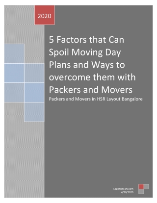 Factors That Can Spoil Moving Day Plans and Ways to Overcome Them With Packers and Movers