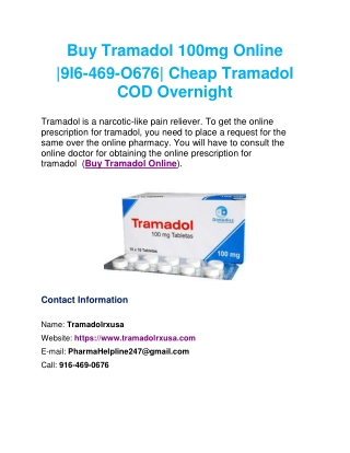 Buy Tramadol 100mg Online |9l6-469-O676| Cheap Tramadol COD Overnight