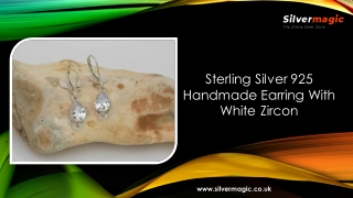 Sterling Silver 925 Handmade Earring With White Zircon