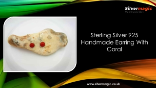 Sterling Silver 925 Handmade Earring With Coral