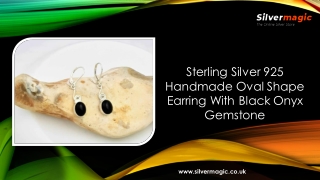 Sterling Silver 925 Handmade Oval Shape Earring With Black Onyx Gemstone