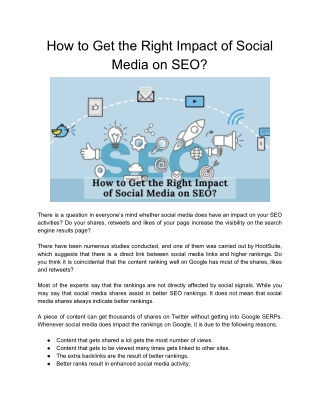 How to Get the Right Impact of Social Media on SEO?