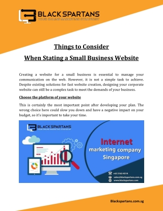 Things to Consider When Stating a Small Business Website
