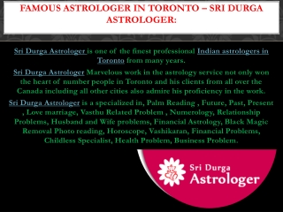 Famous Astrologer in Toronto – Sri Durga Astrologer: