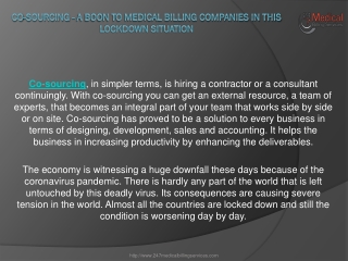 Co-Sourcing - A boon to Medical Billing Companies in this Lockdown Situation