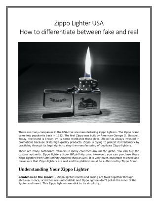 Zippo Lighter USA: How to differentiate between fake and real