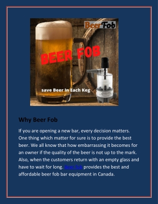 How the draught beer equipment is used and what its work