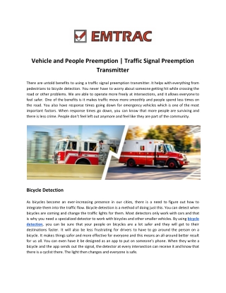 Vehicle and People Preemption | Traffic Signal Preemption Transmitter