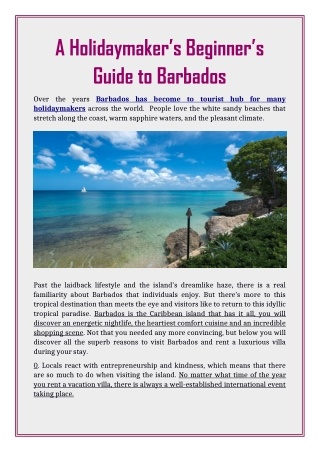 A Holidaymaker’s Beginner’s Guide to Barbados