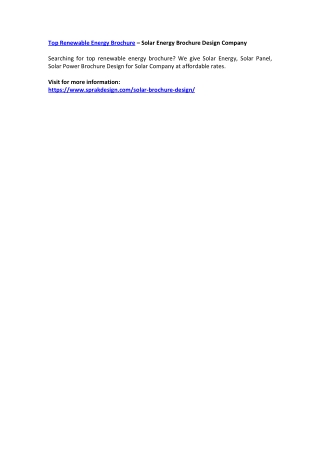 Top Renewable Energy Brochure – Solar Energy Brochure Design Company