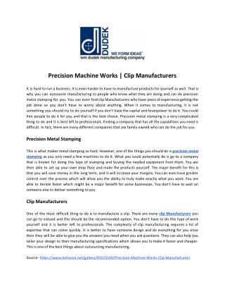 Precision Machine Works | Clip Manufacturers