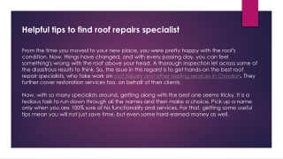 Helpful tips to find roof repairs specialist