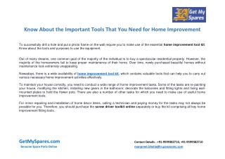 Know About the Important Tools That You Need For Home Improvement