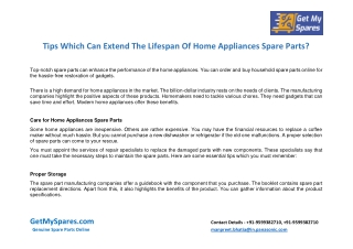 Tips Which Can Extend The Lifespan Of Home Appliances Spare Parts?
