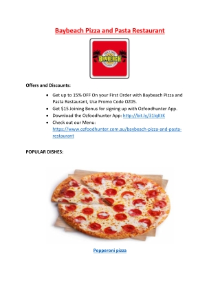 Baybeach Pizza and Pasta Restaurant Port Melbourne, VIC - 10% Off