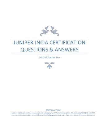 [Updated] Juniper JNCIA JN0-103 Certification Questions & Answers