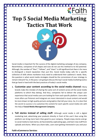 Top 5 Social Media Marketing Tactics That Work