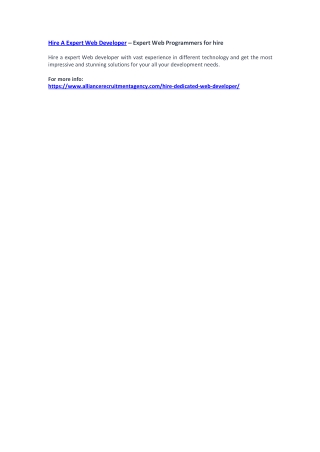 Hire A Expert Web Developer – Expert Web Programmers for hire